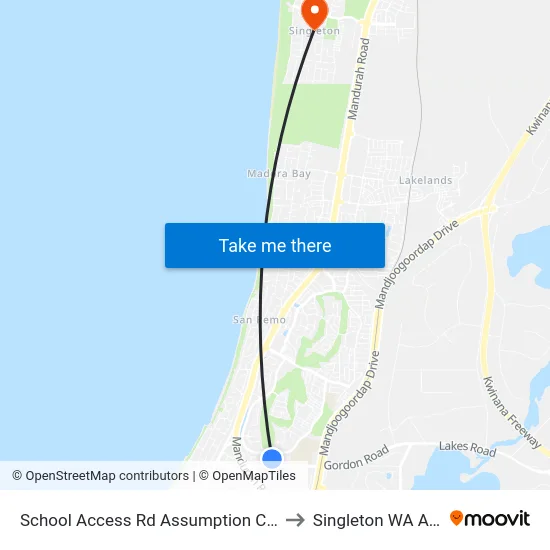 School Access Rd Assumption Cath Prim Sch to Singleton WA Australia map