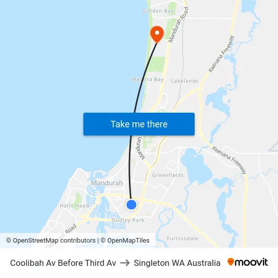 Coolibah Av Before Third Av to Singleton WA Australia map