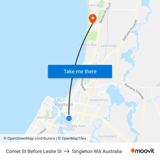 Comet St Before Leslie St to Singleton WA Australia map