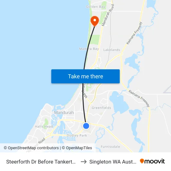 Steerforth Dr Before Tankerton Wy to Singleton WA Australia map