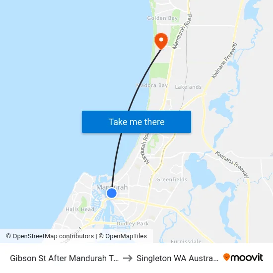 Gibson St After Mandurah Tce to Singleton WA Australia map