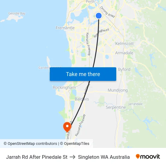 Jarrah Rd After Pinedale St to Singleton WA Australia map