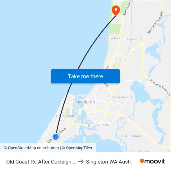 Old Coast Rd After Oakleigh Dr to Singleton WA Australia map