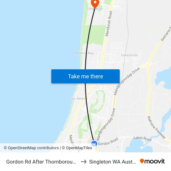 Gordon Rd After Thornborough Rd to Singleton WA Australia map