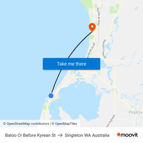 Baloo Cr Before Kyrean St to Singleton WA Australia map