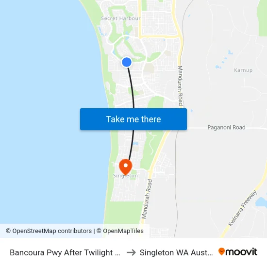 Bancoura Pwy After Twilight Ridge to Singleton WA Australia map