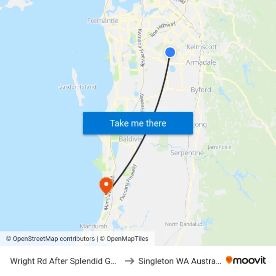 Wright Rd After Splendid Gdns to Singleton WA Australia map