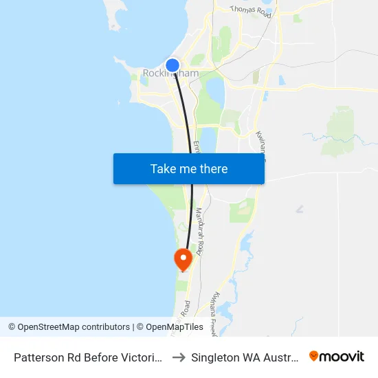 Patterson Rd Before Victoria St to Singleton WA Australia map
