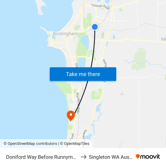 Doniford Way Before Runnymede Gte to Singleton WA Australia map