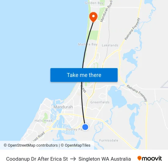 Coodanup Dr After Erica St to Singleton WA Australia map