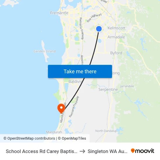 School Access Rd Carey Baptist College to Singleton WA Australia map