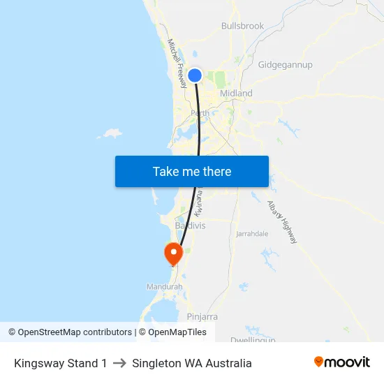 Kingsway   Stand 1 to Singleton WA Australia map