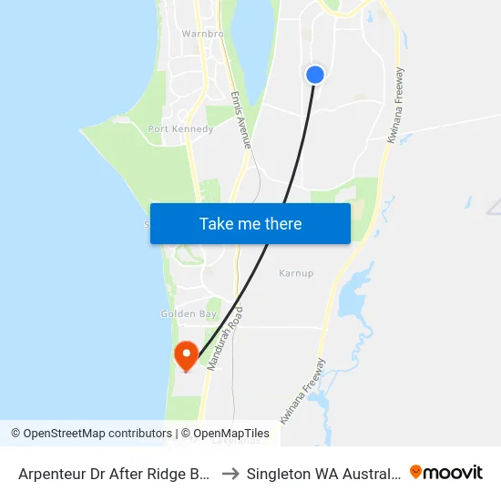 Arpenteur Dr After Ridge Bvd to Singleton WA Australia map