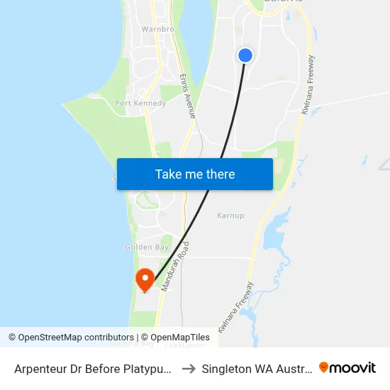 Arpenteur Dr Before Platypus Grn to Singleton WA Australia map