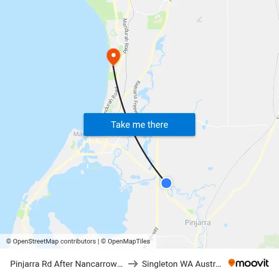 Pinjarra Rd After Nancarrow Wy to Singleton WA Australia map