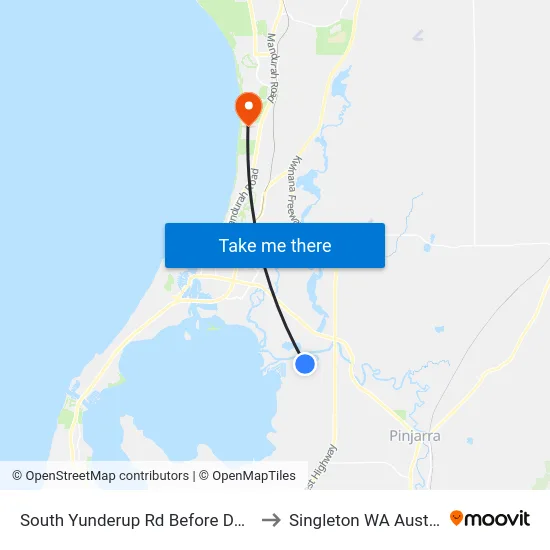South Yunderup Rd Before Delta Dr to Singleton WA Australia map