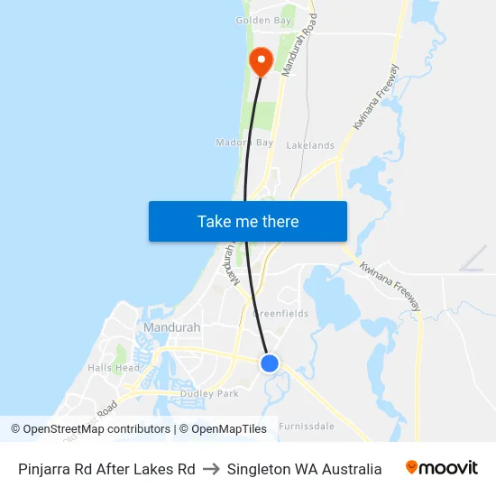 Pinjarra Rd After Lakes Rd to Singleton WA Australia map