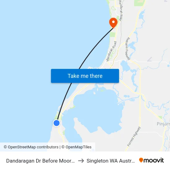 Dandaragan Dr Before Moora Cl to Singleton WA Australia map