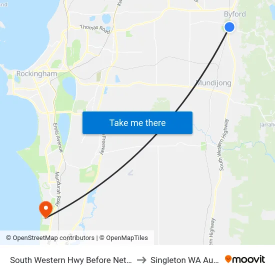 South Western Hwy Before Nettleton Rd to Singleton WA Australia map
