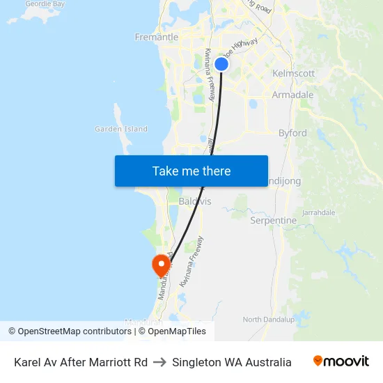 Karel Av After Marriott Rd to Singleton WA Australia map