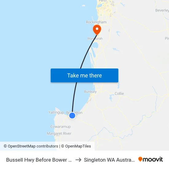 Bussell Hwy Before Bower Rd to Singleton WA Australia map
