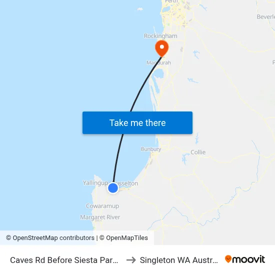 Caves Rd Before Siesta Park Rd to Singleton WA Australia map