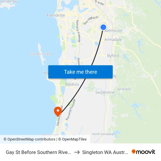 Gay St Before Southern River Rd to Singleton WA Australia map