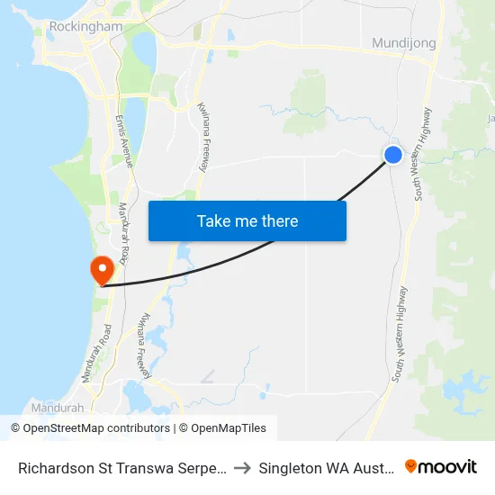 Richardson St Transwa Serpentine to Singleton WA Australia map
