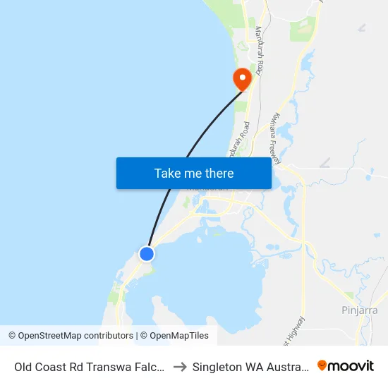 Old Coast Rd Transwa Falcon to Singleton WA Australia map