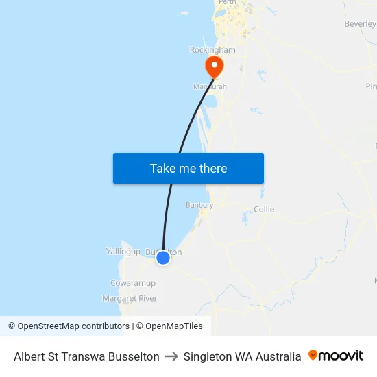 Albert St Transwa Busselton to Singleton WA Australia map