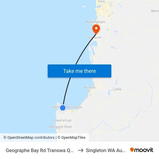 Geographe Bay Rd Transwa Quindalup to Singleton WA Australia map