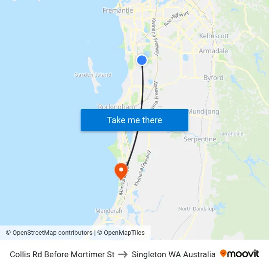 Collis Rd Before Mortimer St to Singleton WA Australia map