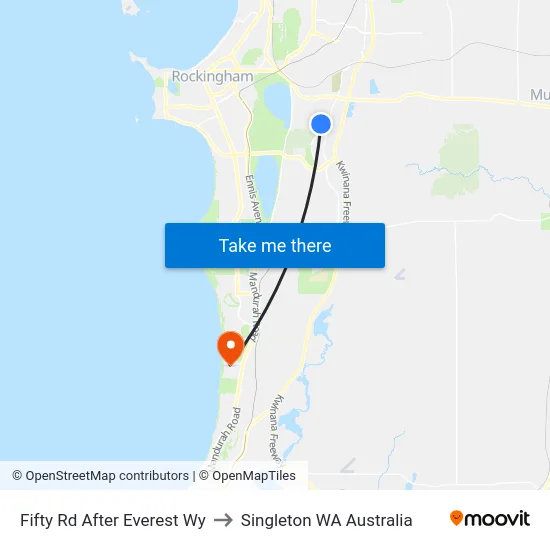 Fifty Rd After Everest Wy to Singleton WA Australia map