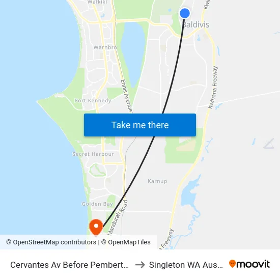 Cervantes Av Before Pemberton Bvd to Singleton WA Australia map