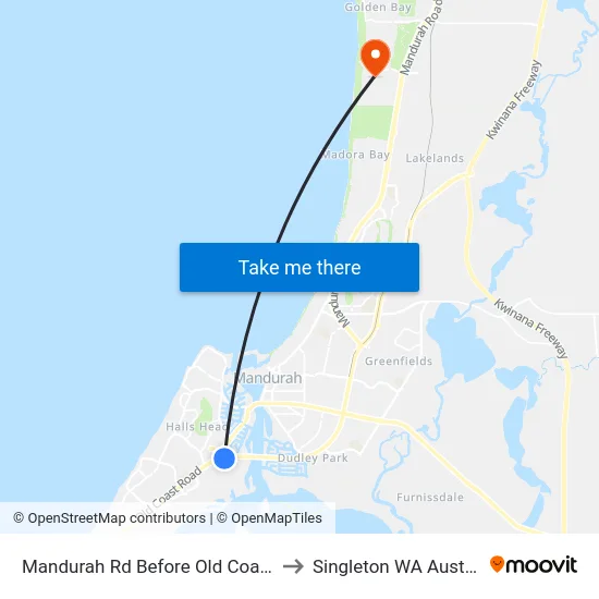 Mandurah Rd Before Old Coast Rd to Singleton WA Australia map