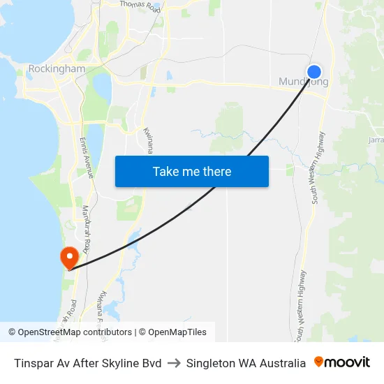 Tinspar Av After Skyline Bvd to Singleton WA Australia map