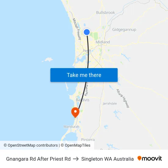 Gnangara Rd After Priest Rd to Singleton WA Australia map