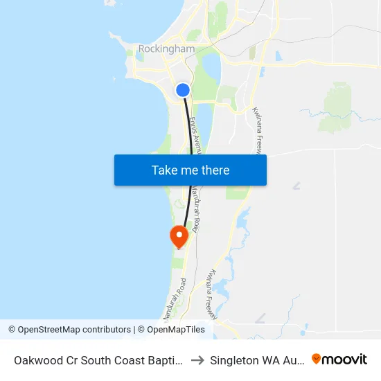 Oakwood Cr South Coast Baptist College to Singleton WA Australia map