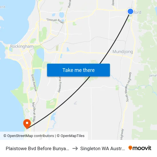 Plaistowe Bvd Before Bunya Grn to Singleton WA Australia map