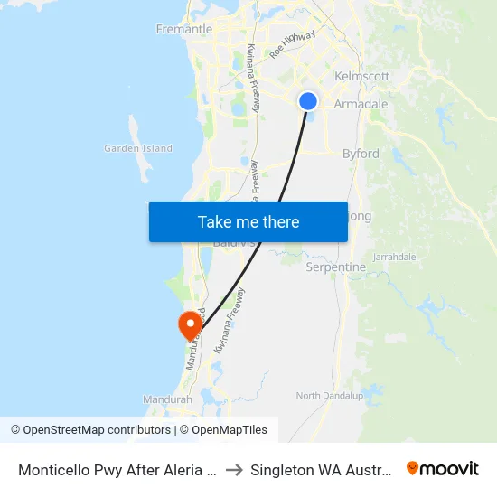 Monticello Pwy After Aleria Wy to Singleton WA Australia map
