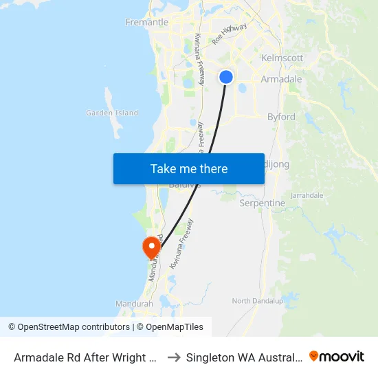 Armadale Rd After Wright Rd to Singleton WA Australia map