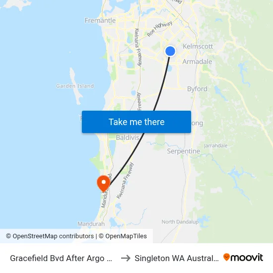 Gracefield Bvd After Argo Wy to Singleton WA Australia map