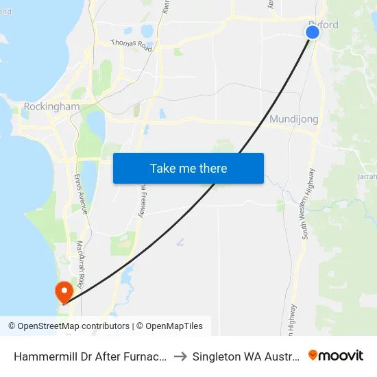 Hammermill Dr After Furnace St to Singleton WA Australia map