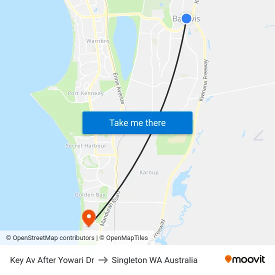 Key Av After Yowari Dr to Singleton WA Australia map