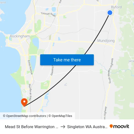 Mead St Before Warrington Rd to Singleton WA Australia map