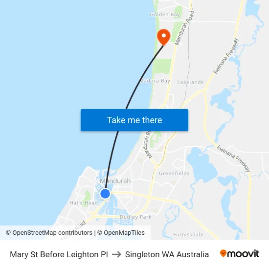 Mary St Before Leighton Pl to Singleton WA Australia map