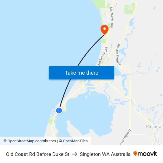 Old Coast Rd Before Duke St to Singleton WA Australia map