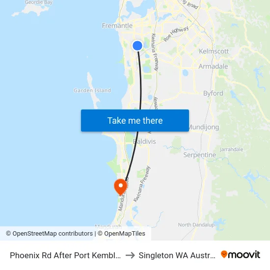 Phoenix Rd After Port Kembla Dr to Singleton WA Australia map