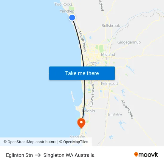 Eglinton Stn to Singleton WA Australia map