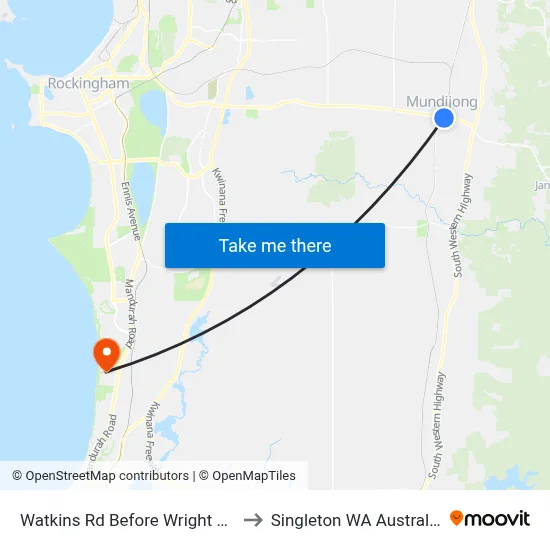 Watkins Rd Before Wright Rd to Singleton WA Australia map